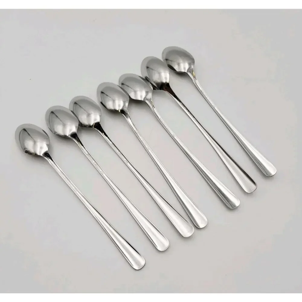 Set of 7 Oneida Oceanic Iced Teaspoon Stainless Flatware Vtg